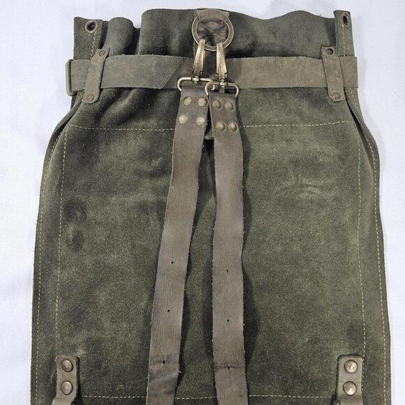 Suede Drawstring Backpack with Buckle Strap - Olive Green main image 7